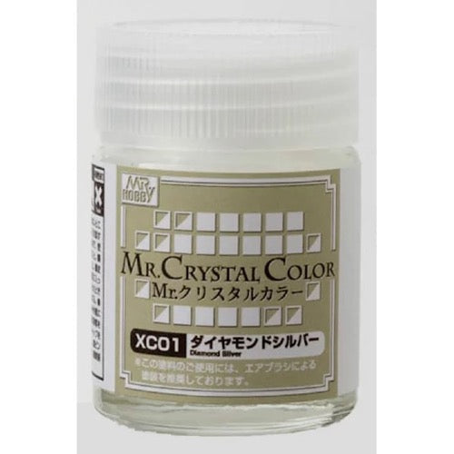 Mr Hobby (Gunze) XC01 Acrylic Mr Crystal Colour Diamond Silver Lacquer Paint 10ml