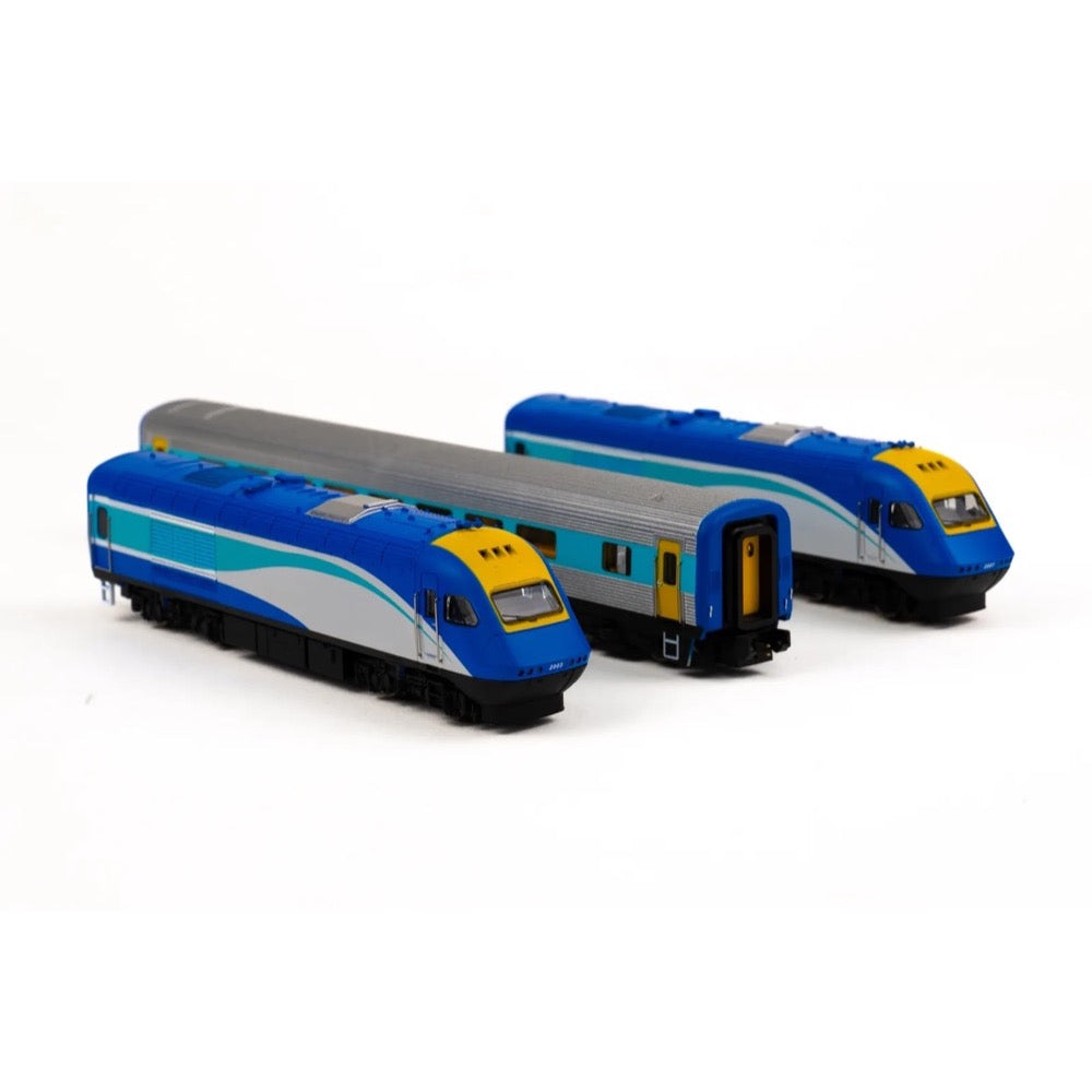 Gopher Models N Scale New South Wales XPT 3pc Set Trainlink Blue No Logo Livery 2003/2007