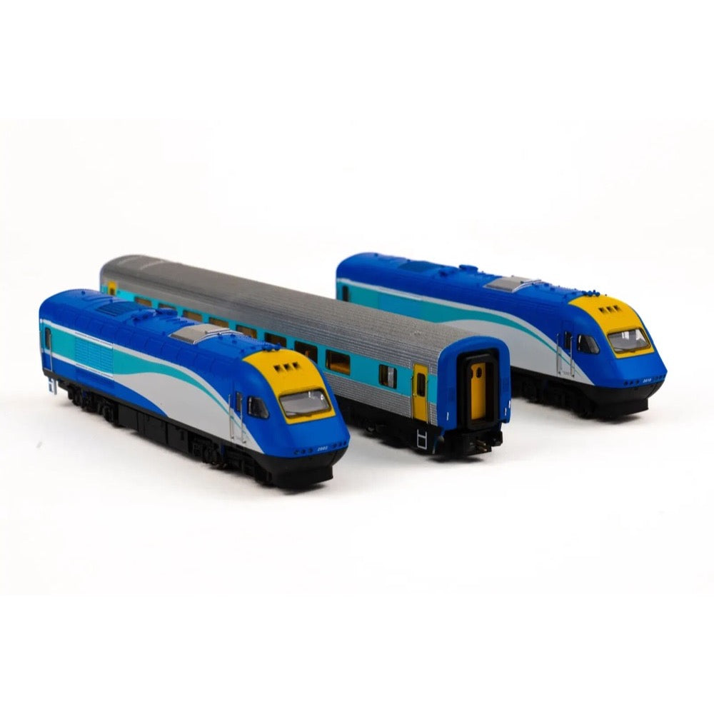 Gopher Models N Scale New South Wales XPT 3pc Set Trainlink Blue No Logo Livery