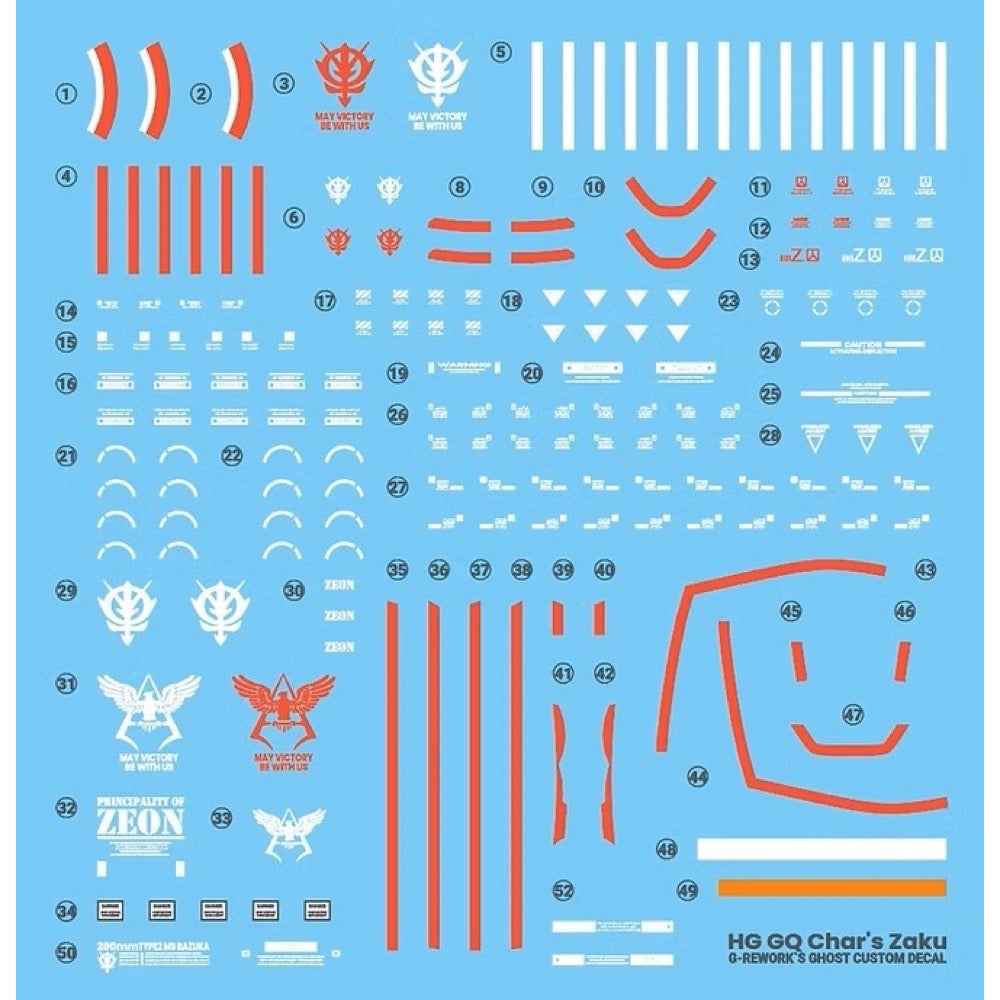 G-Rework CD-H-GQ10 Premium Decal for HG Char's Zaku [GQX]