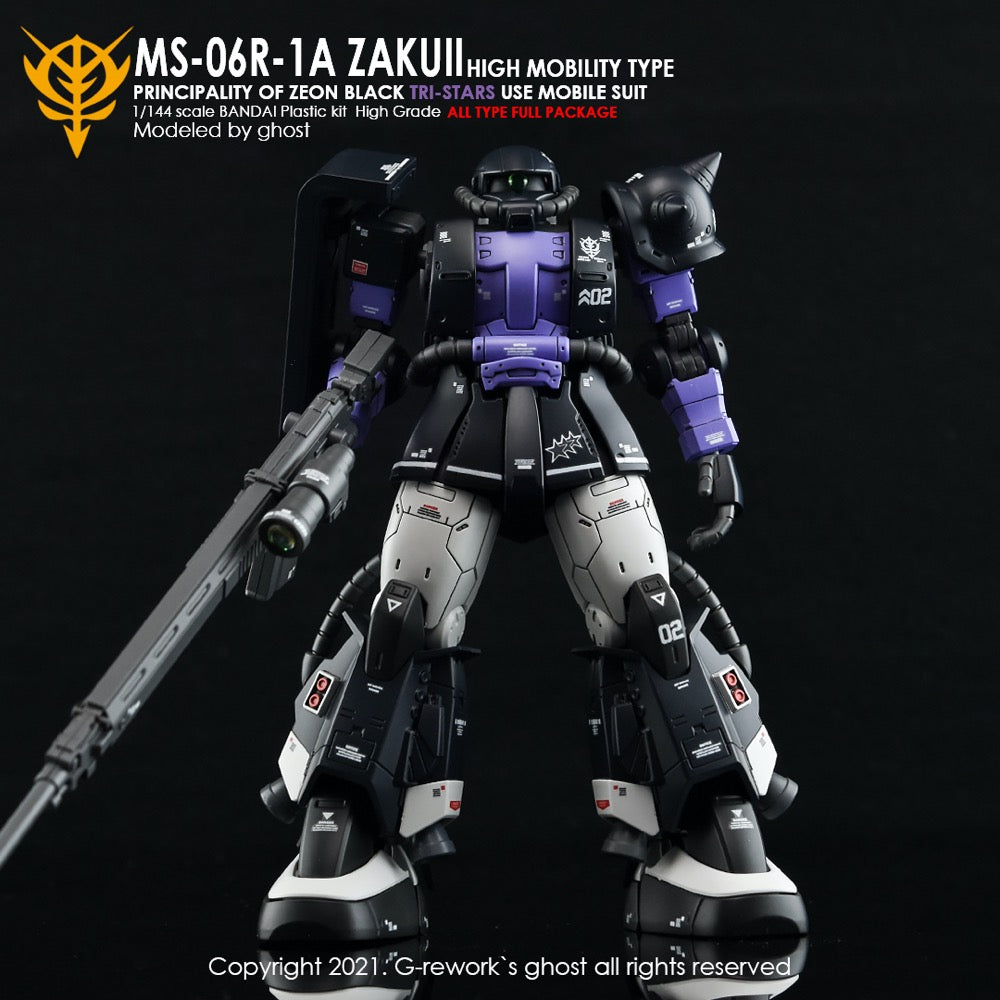 G-Rework CD-H152 Premium Decal for HG Origin Ms-06R-1A Jakuii ( Black Tri-Stars Full Set)