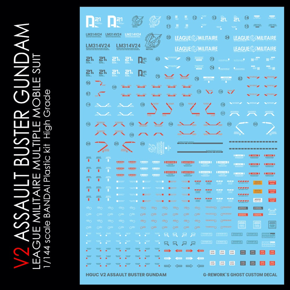 G-Rework CD-H189 Premium Decal for HG V2 Assault Buster Gundam