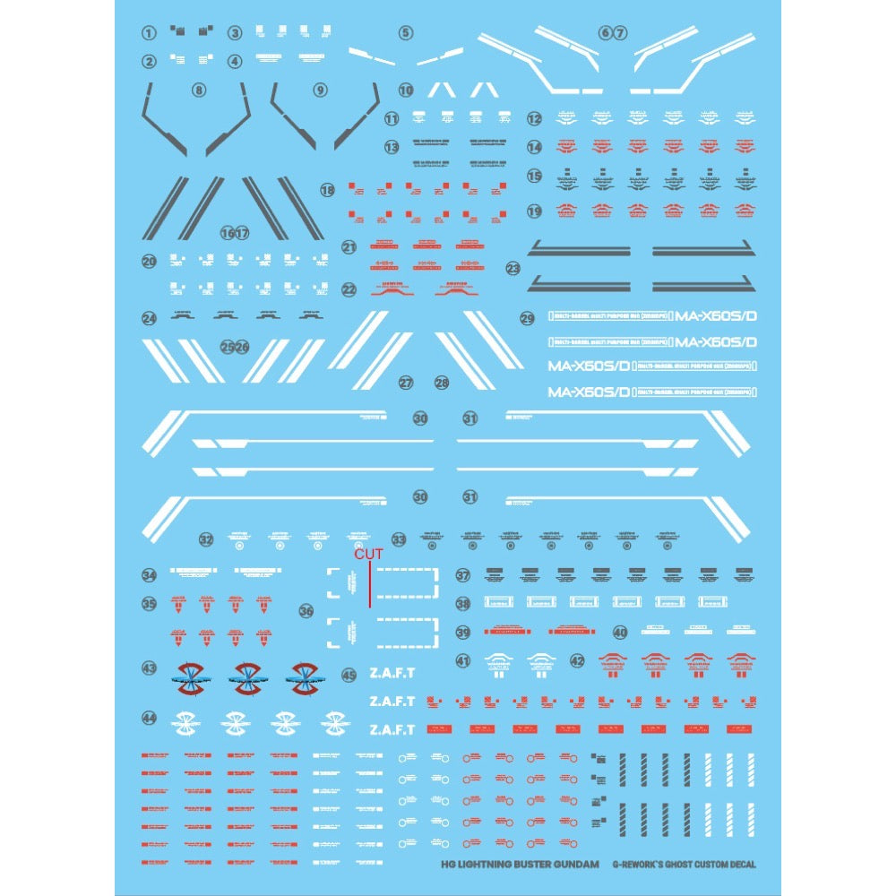 G-Rework CD-H253 Premium Decal for HG Seed Lighting Buster Gundam