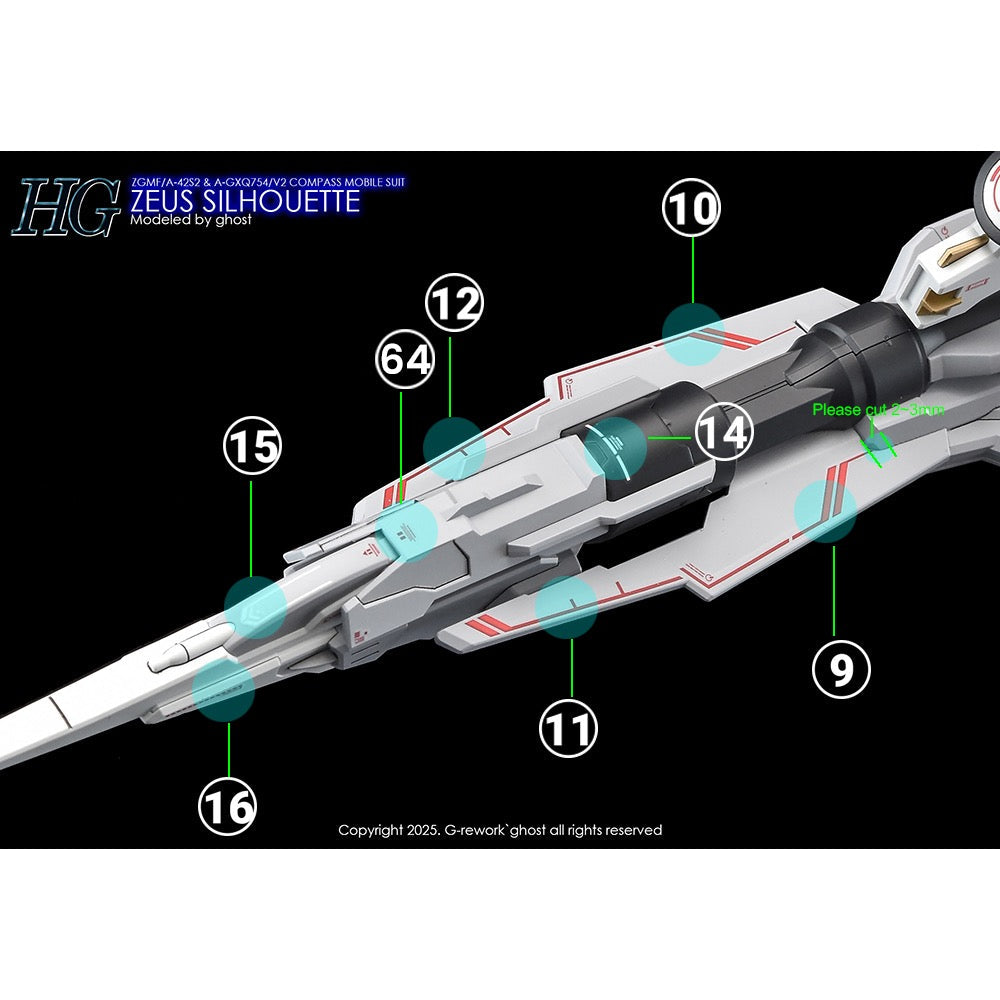 G-Rework CD-H258 Premium Decal for HG Zeus Silhouette