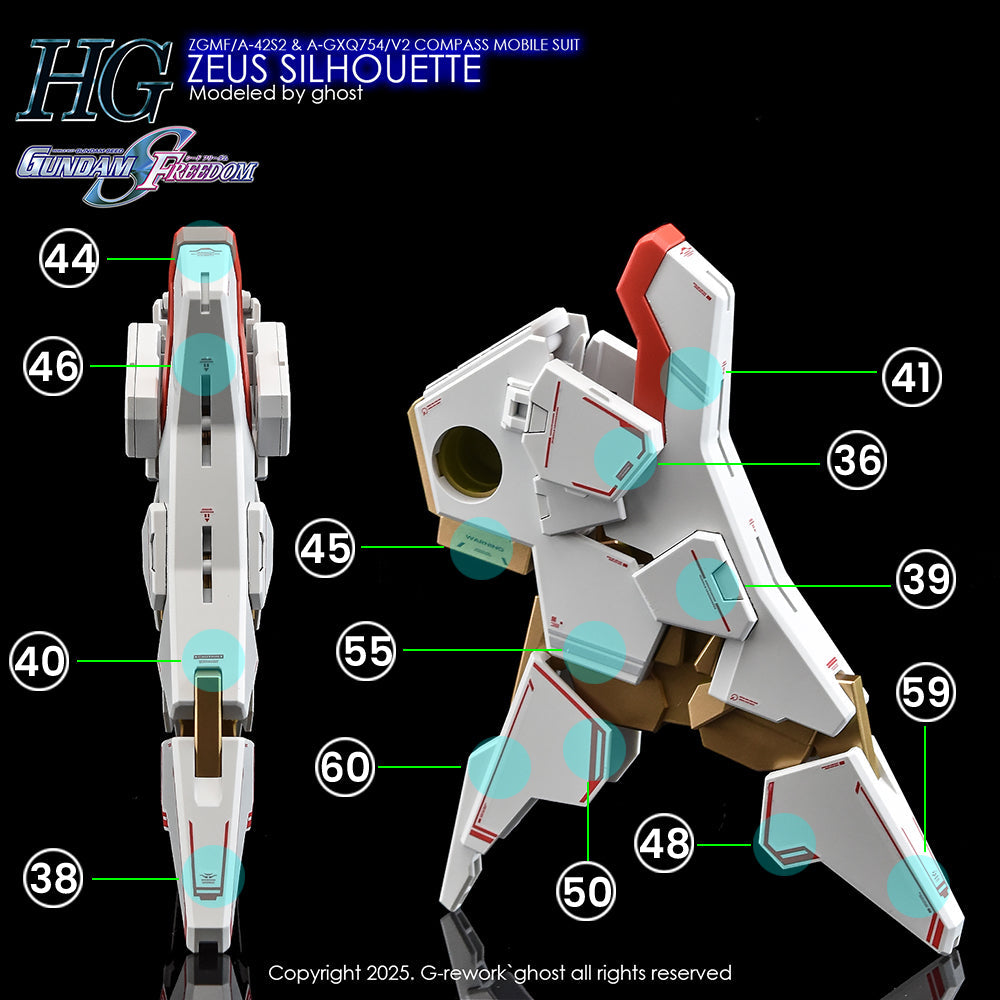 G-Rework CD-H258 Premium Decal for HG Zeus Silhouette