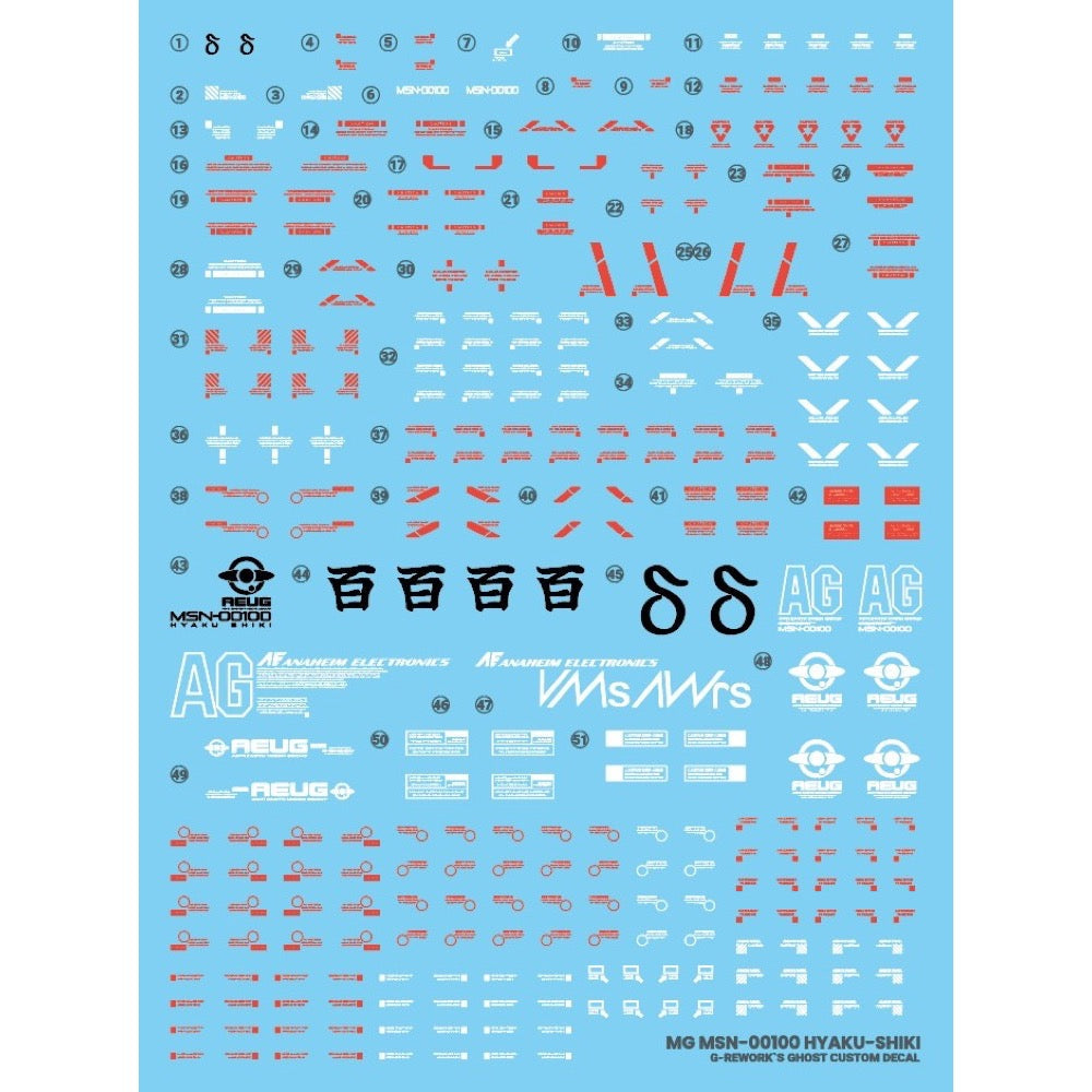 G-Rework CD-M187 Premium Decal for MG Hyaku-Shiki Ver2.0