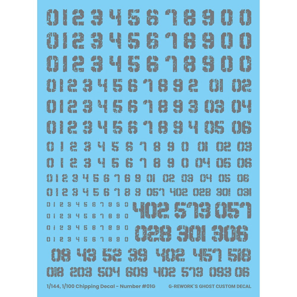 G-Rework CP-N-01-G Premium Decal for Chipping Decal Number 01 Gray