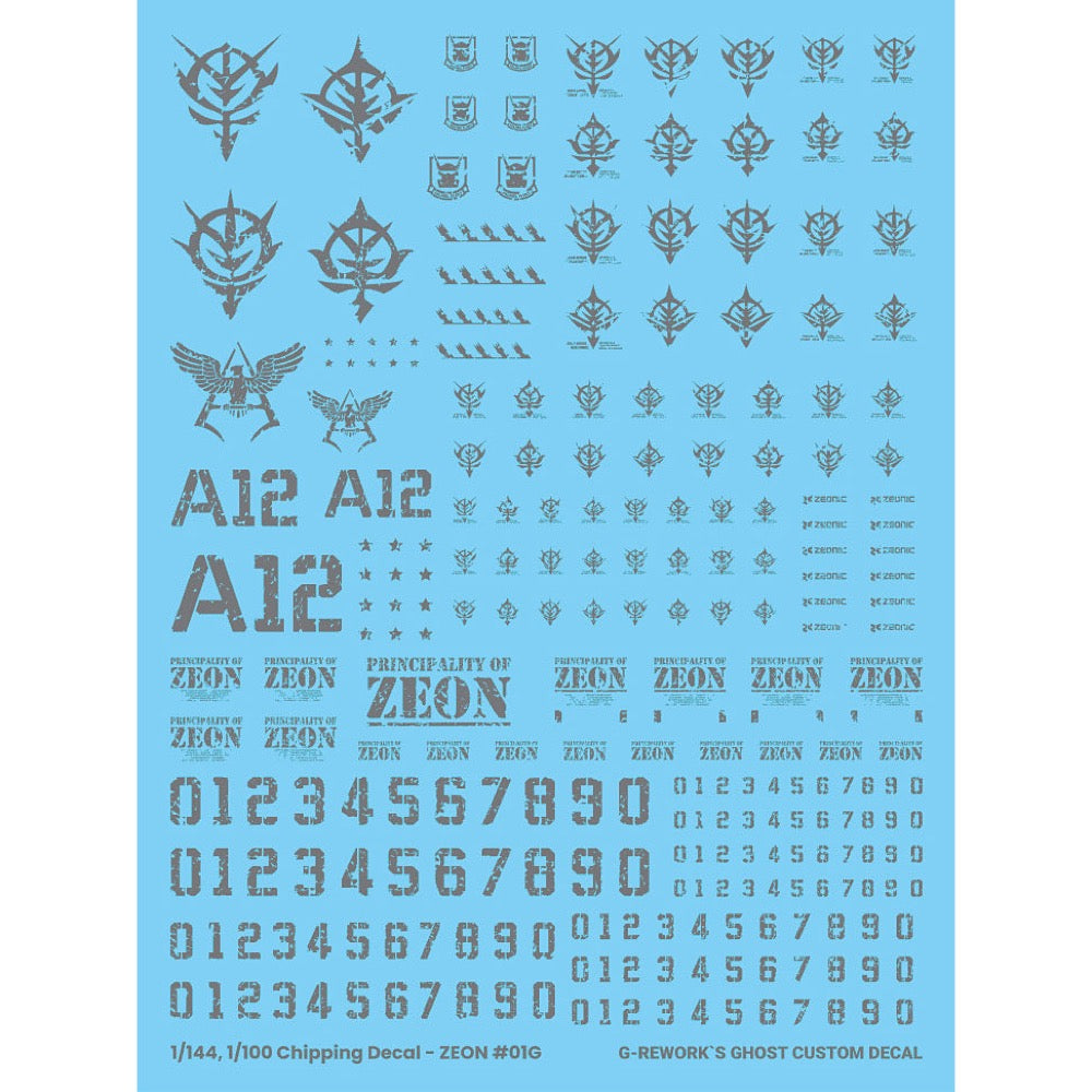 G-Rework CP-Z-01-G Premium Decal for Chipping Decal Zeon 01 Gray