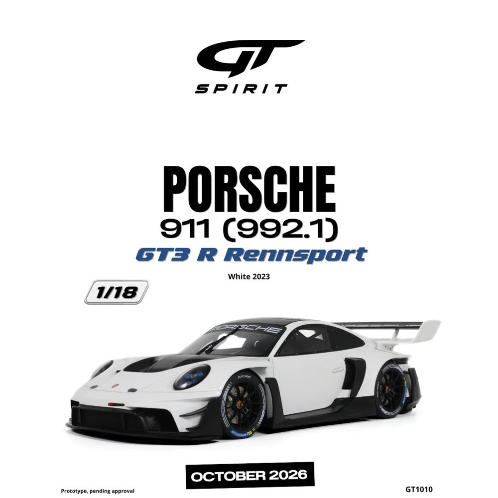 GT-Spirit 1/18 Porsche 911 (992.1) GT3 R Rennsport White 2023