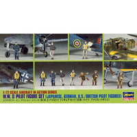 Hasegawa 1/72 W.W.II Pilot Figure Set (Japanese, German, U.S./British Pilot Figures)
