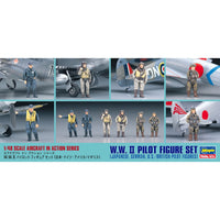 Hasegawa 1/48 W.W.II Pilot Figure Set (Japanese, German, U.S./British Pilot Figures)