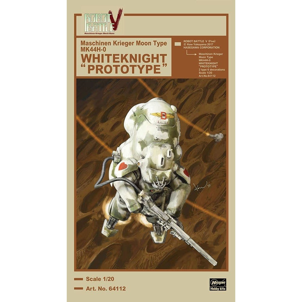 Hasegawa 64112 1/20 Robot Battle Vfive Maschinen Krieger Moon Type Mk44H-0 Whiteknight Prototype