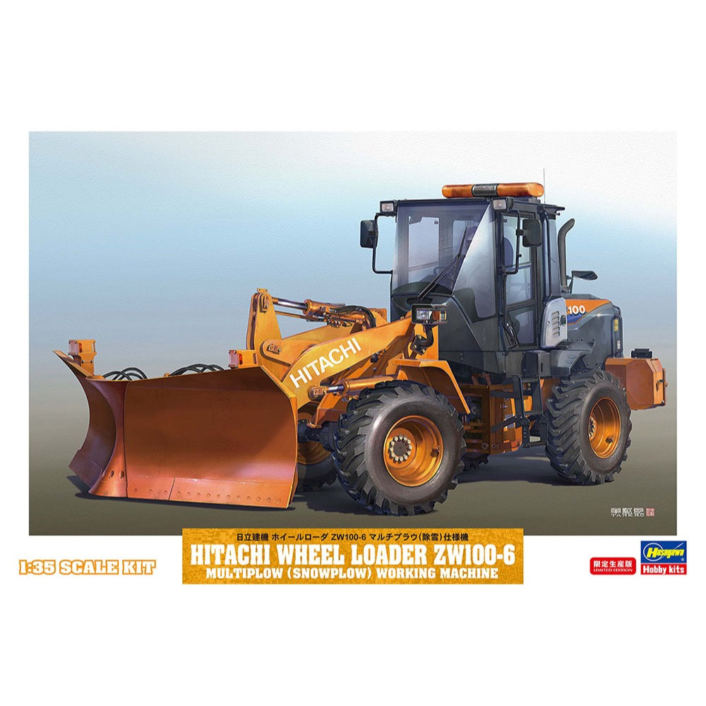 Hasegawa 66102 1/35 Hitachi Wheel Loader ZW100-6 Multiplow Snowplow Working Machine 4967834661028
