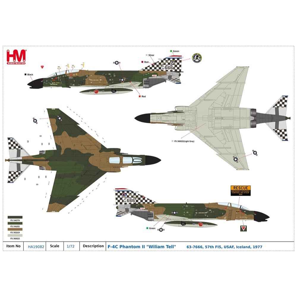 Hobby Master 19082 1/72 F-4C Phantom II "Wiliam Tell" 63-7666, 57th FIS, USAF, Iceland, 1977