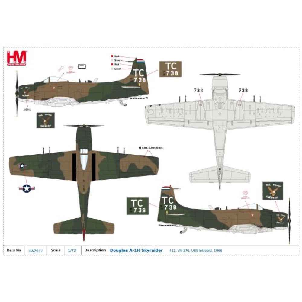 Hobby Master 1/72 Douglas A-1H "The Proud American" 52-139738 1st SOS NKP Royal Thai AFB June 1972