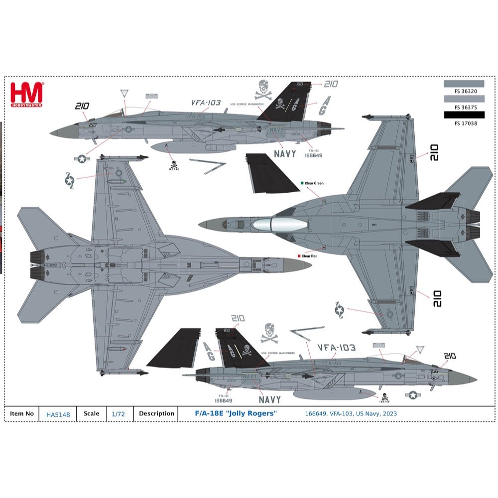 Hobby Master 1/72 F/A-18E Jolly Rogers 166649 VFA-103 US Navy 2023