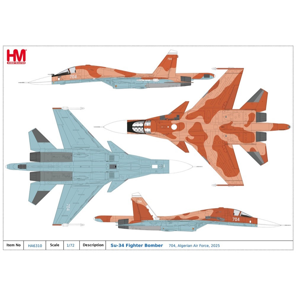 Hobby Master 1/72 Su-34 Fighter Bomber 704 Algerian Air Force 2025