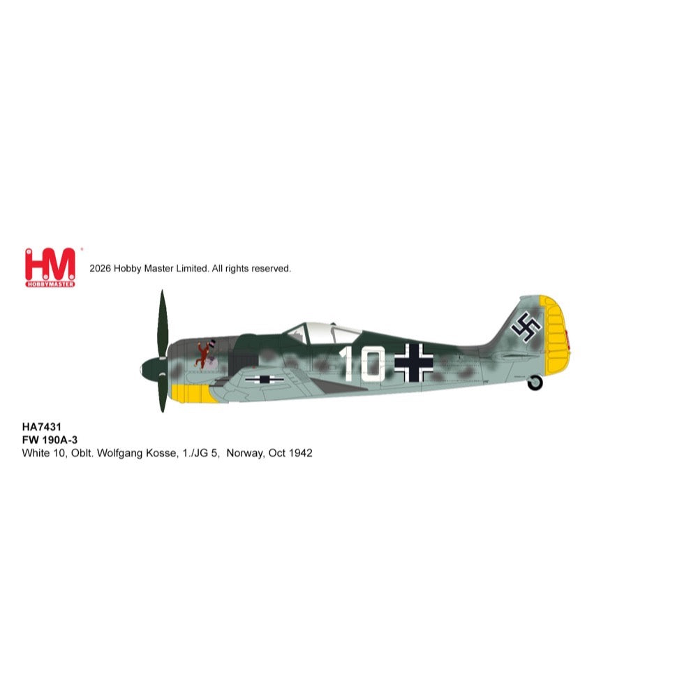 Hobby Master 1/48 FW 190A-3 White 10 Oblt Wolfgang Kosse 1./JG 5 Norway October 1942