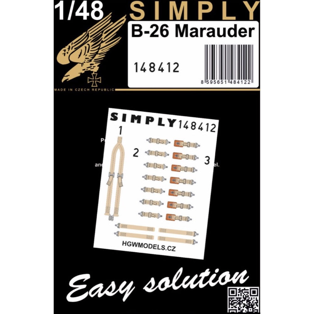 HGW 148412 1/48 Martin B-26 Marauder Seatbelts