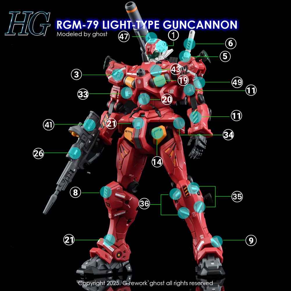 G-Rework CD-H-GQ07 Premium Decal for HG Light-type Guncannon