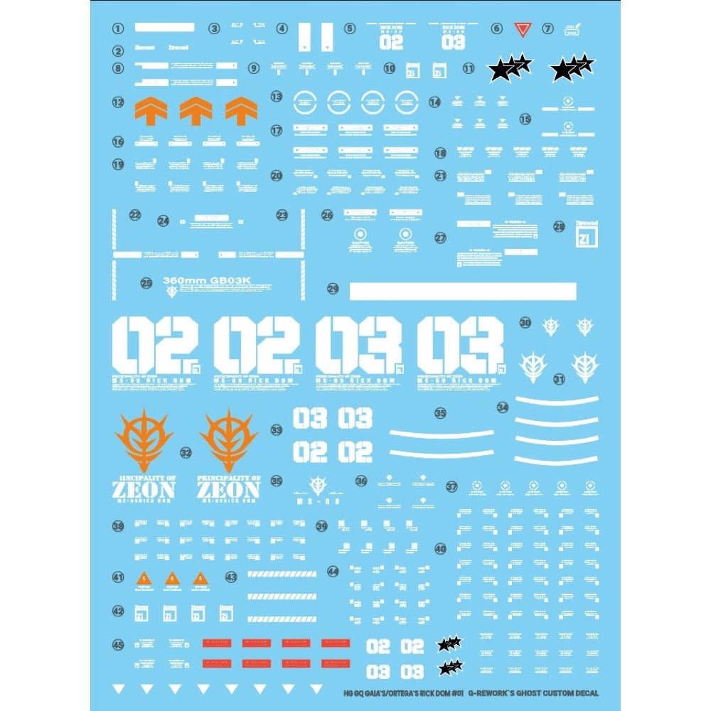 G-Rework CD-H-GQ08 Premium Decal for HG Rick Dom [GQX]
