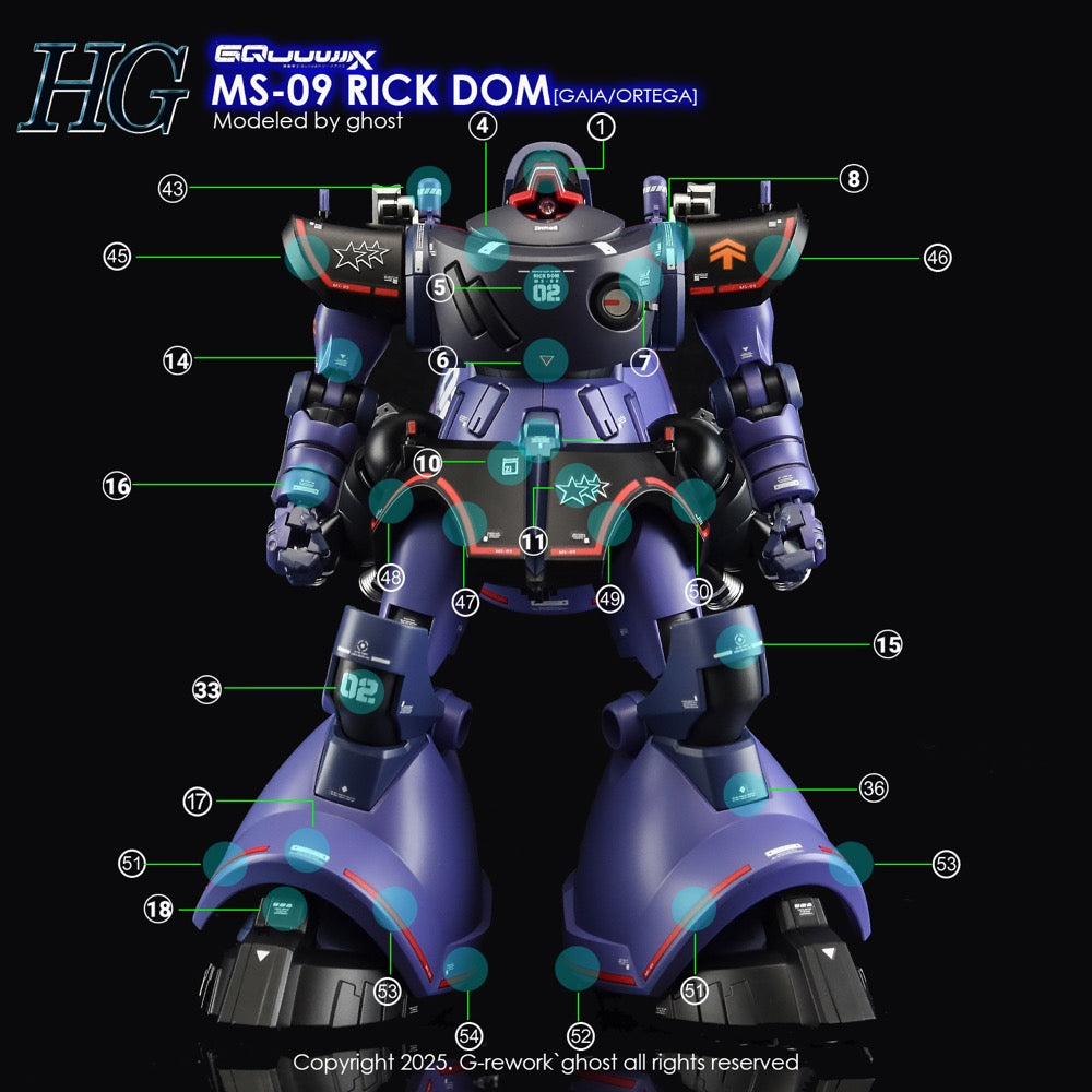 G-Rework CD-H-GQ08 Premium Decal for HG Rick Dom [GQX]