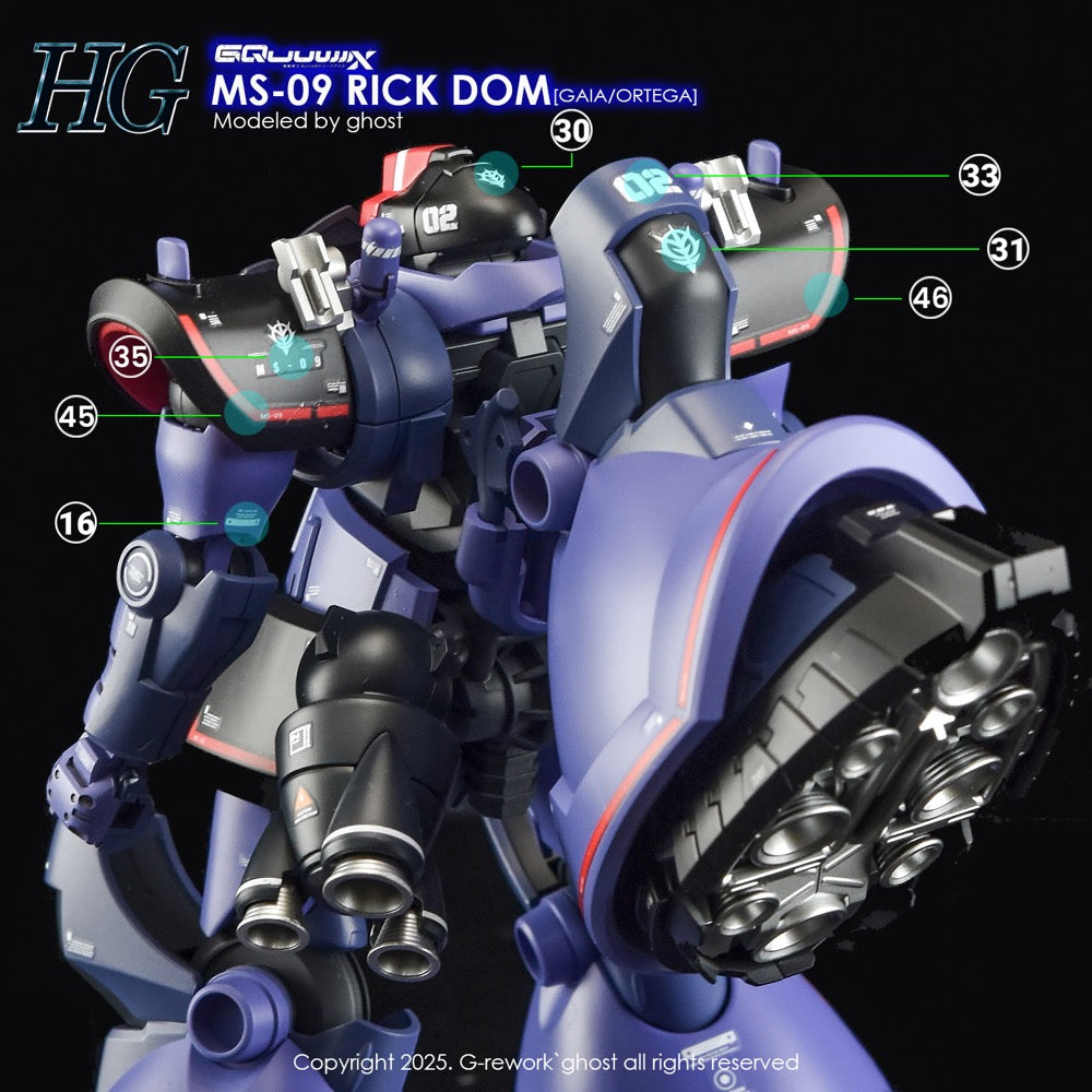 G-Rework CD-H-GQ08 Premium Decal for HG Rick Dom [GQX]