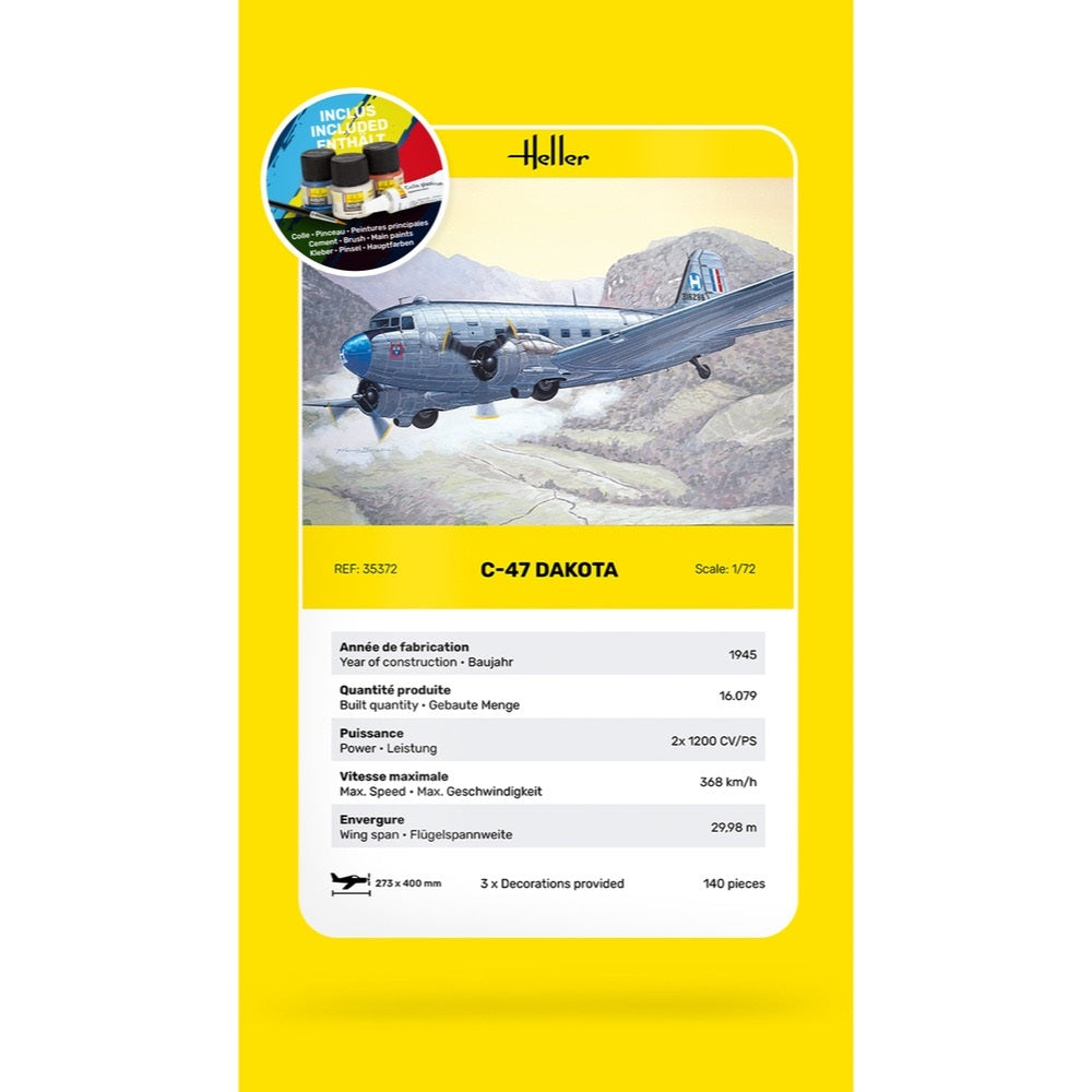 Heller HLL35372 1/72 C-47 Dakota Starter Kit