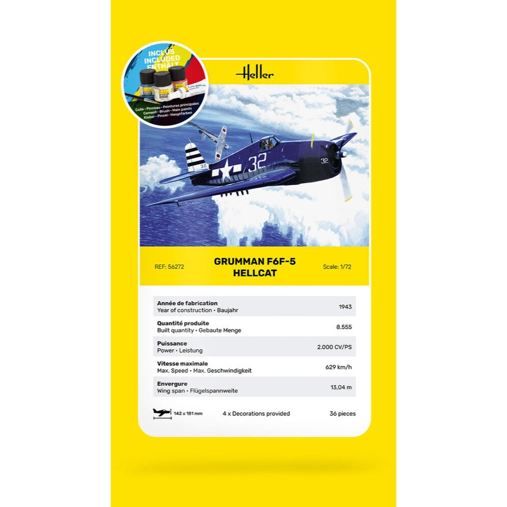 Heller HLL56272 1/72 Grumman F6F-5 Hellcat Starter Kit