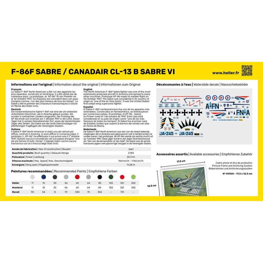 Heller HLL56277 1/72 F-86F Sabre / Canadair CL-13 B Sabre VI Starter Kit