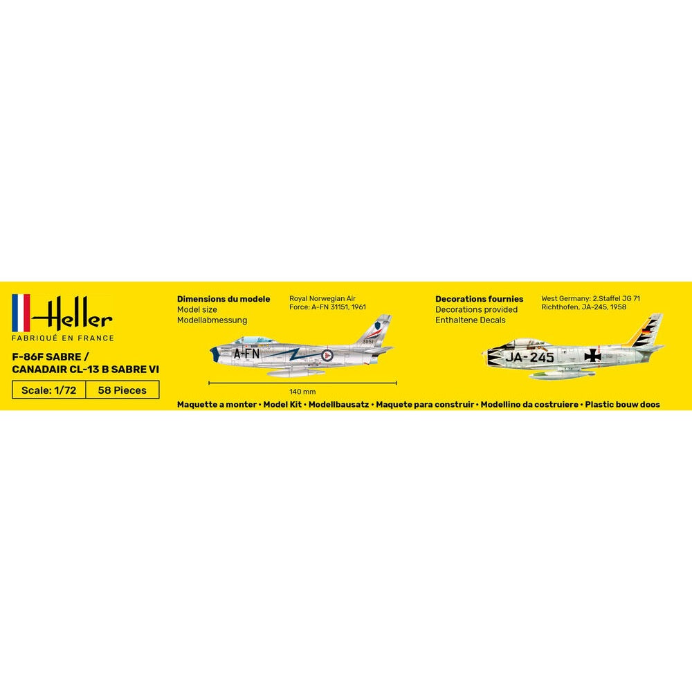 Heller HLL56277 1/72 F-86F Sabre / Canadair CL-13 B Sabre VI Starter Kit