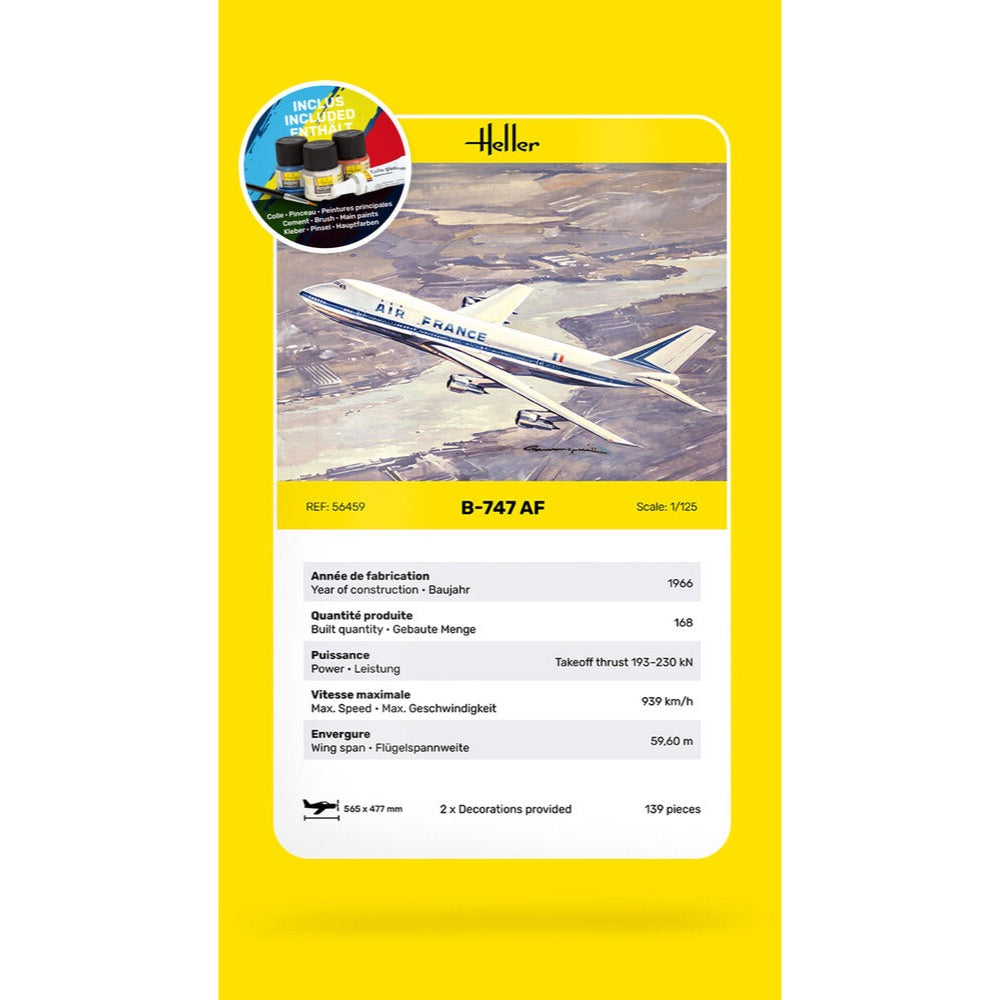 Heller HLL56459 1/125 B747 Air France Starter Kit