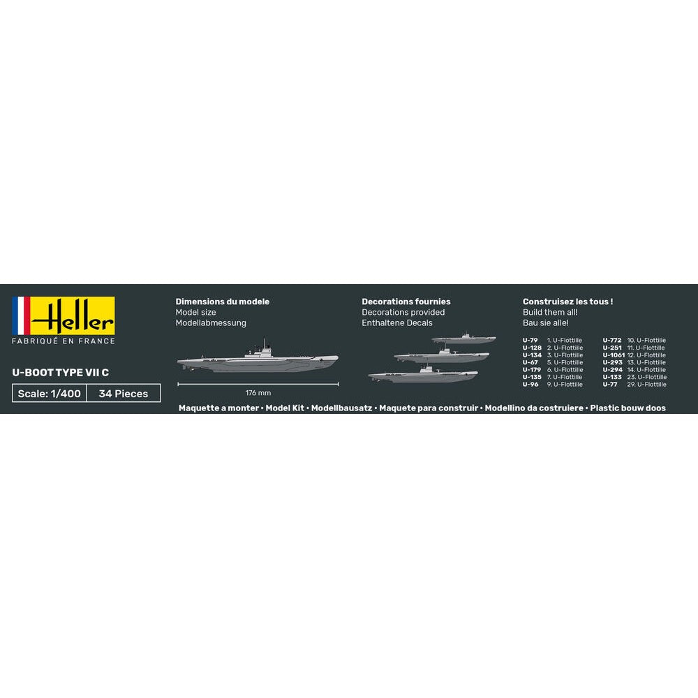 Heller HLL57002 1/400 U-Boat Type VII C Starter Kit