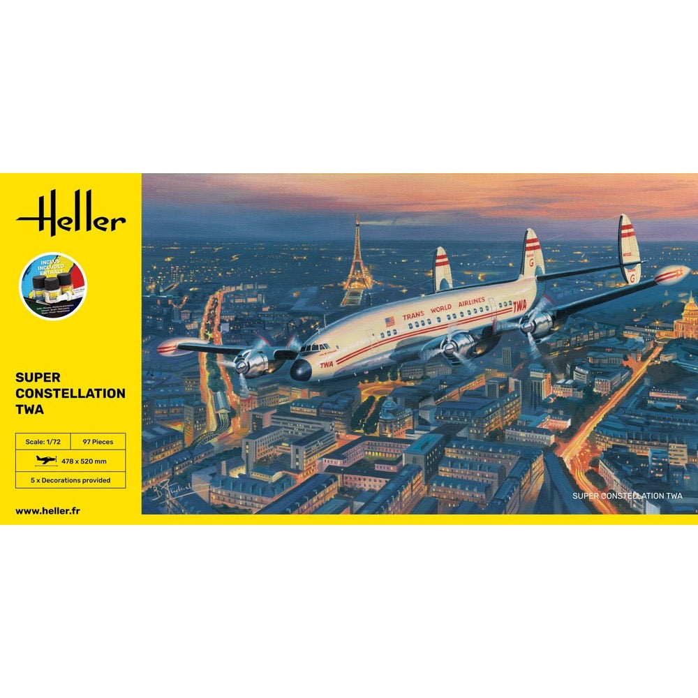 Heller HLL58391 1/72 Super Constellation TWA Starter Kit