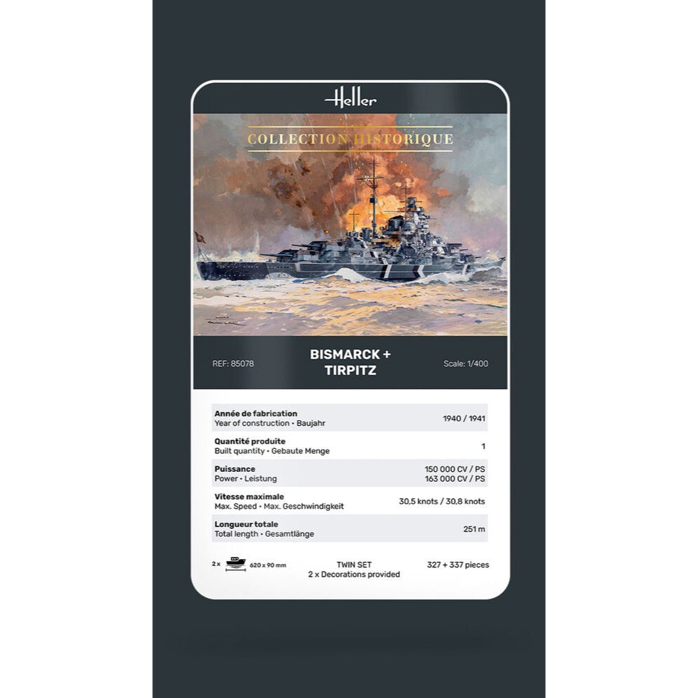 Heller HLL85078 1/400 Bismarck + Tirpitz TWINSET