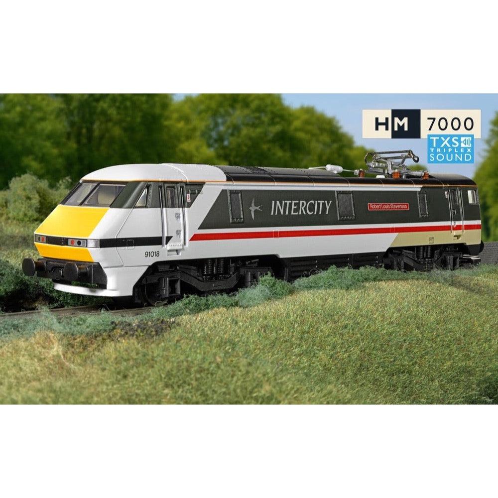Hornby R30527TXS OO RailRoad BR Intercity Class 91 'Robert Louis Stevenson' 91018 DCC Sound Fitted