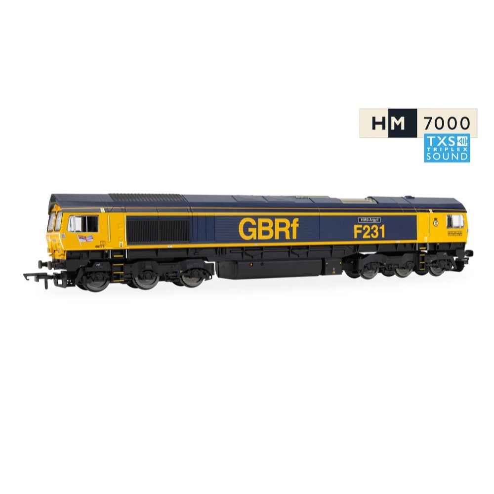 Hornby R30534TXS OO Rail Road GBRf Class 66 HMS Argyll 66775 DCC Sound Fitted Electric Locomotive Train Pack