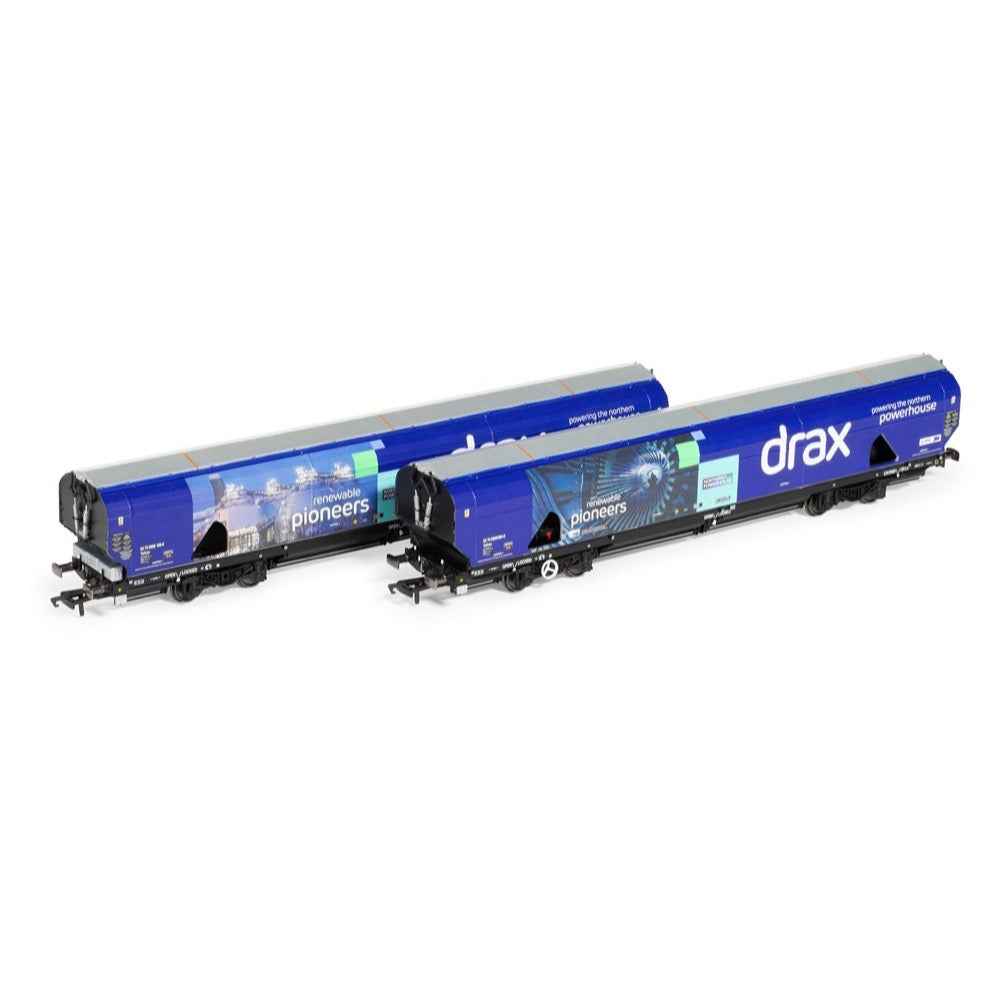 Hornby R60177A OO Drax Biomass Wagon Pack, 83700698083-8 & 83700698158-8