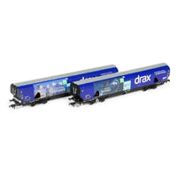 Hornby R60177A OO Drax Biomass Wagon Pack, 83700698083-8 & 83700698158-8