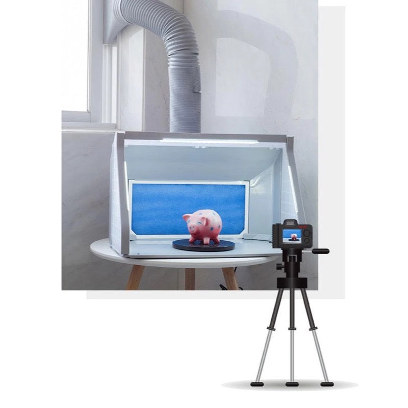 HSeng E550BLK Spray Booth W/Led Light 55cm DualFans