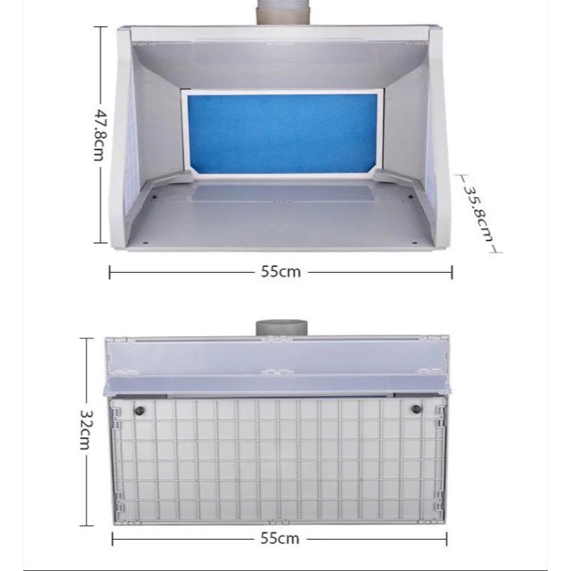 HSeng E550BLK Spray Booth W/Led Light 55cm DualFans