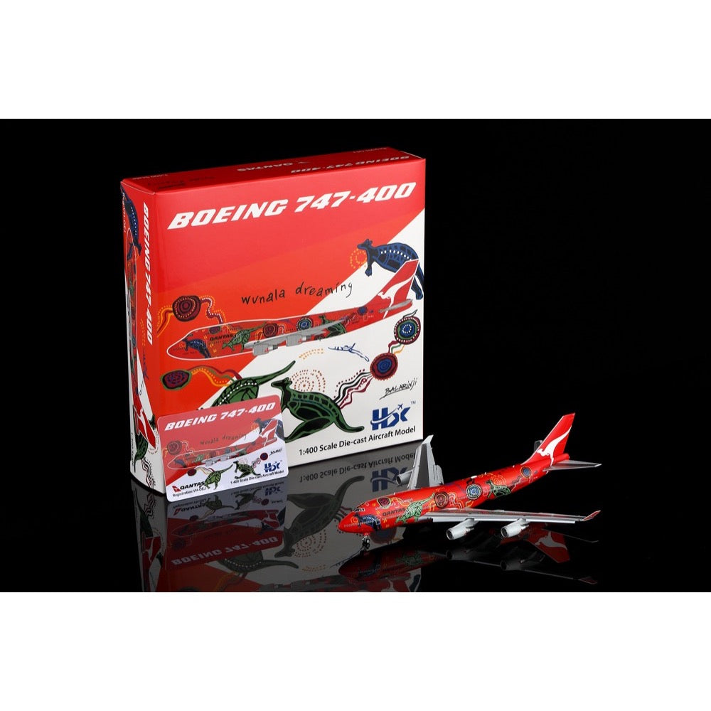 HX Models B616501F 1/400 Qantas Boeing 747-400 VH-OEJ 'Wunala Dreaming' 'Flaps down'