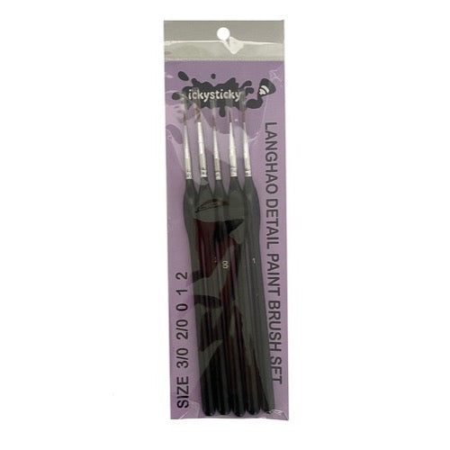 Icky Sticky 14016 Langhao Hair Detail Paint Brush Sets 3/0 2/0 0 1 2