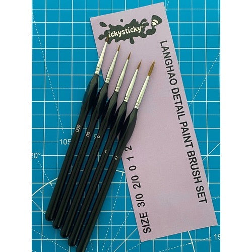 Icky Sticky 14016 Langhao Hair Detail Paint Brush Sets 3/0 2/0 0 1 2
