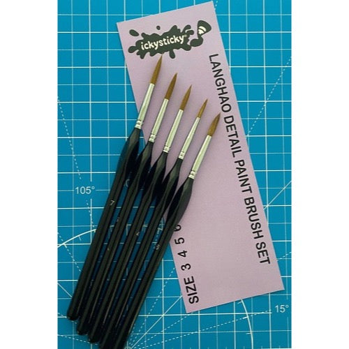 Icky Sticky 14017 Langhao Hair Detail Paint Brush Sets 3 4 5 6 7