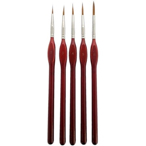 Icky Sticky 14024 Synthetic Hair Detail Paint Brush Set 2 3 4 5 6