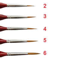 Icky Sticky 14024 Synthetic Hair Detail Paint Brush Set 2 3 4 5 6