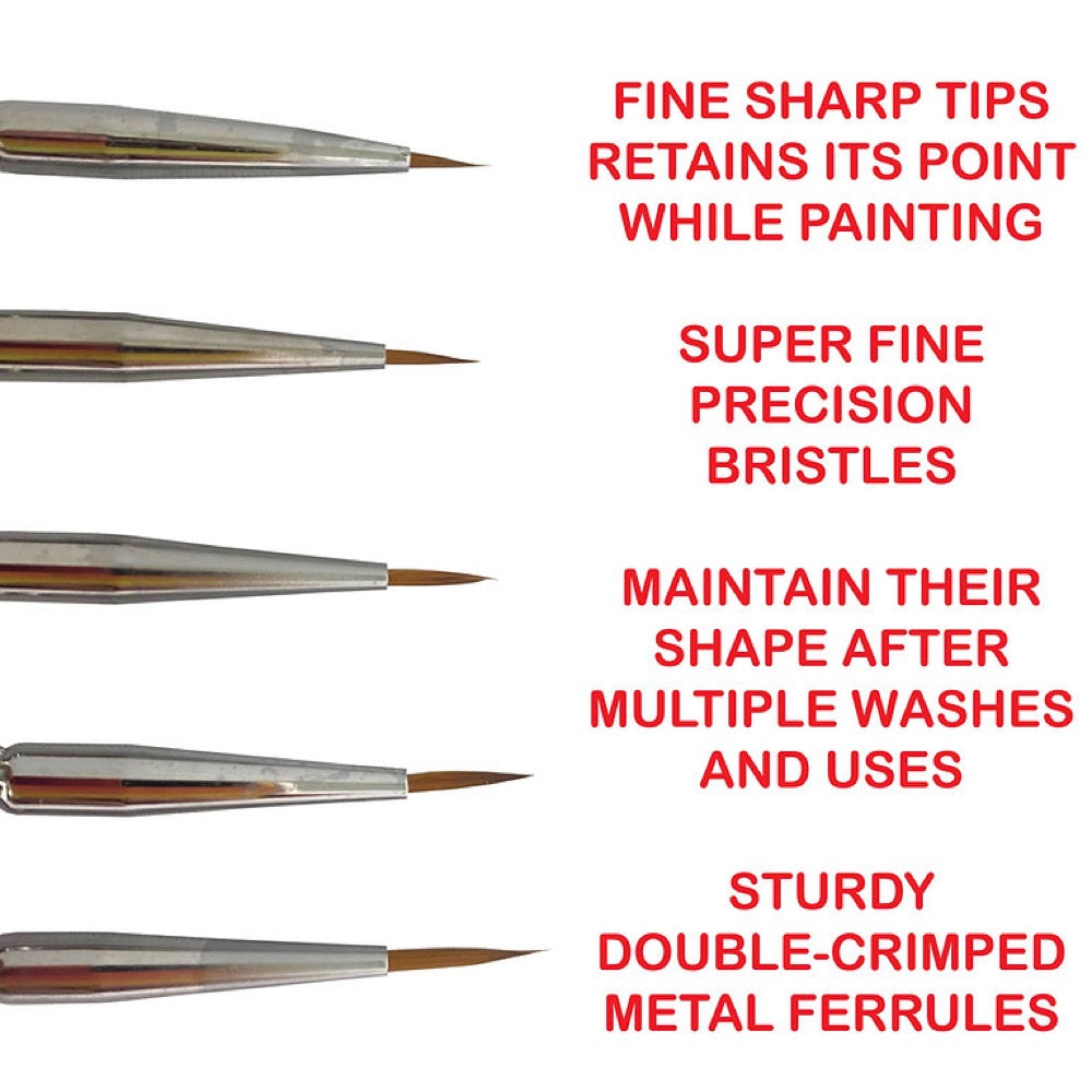 Icky Sticky 14024 Synthetic Hair Detail Paint Brush Set 2 3 4 5 6