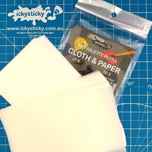 Icky Sticky 550097 Hydo Cloth (20pk) & Palette Paper Refill (50pk)