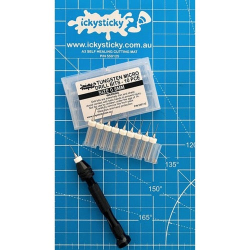 Icky Sticky 550112 Tungsten Micro Drill Bits 0.8mm (10 piece)